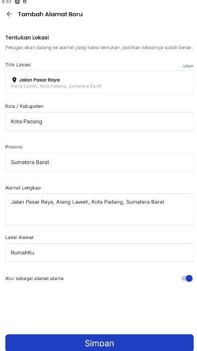 Form tambah alamat