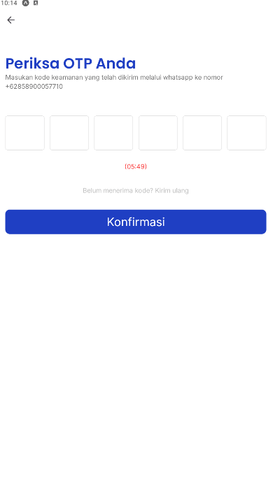 Halaman verifikasi OTP