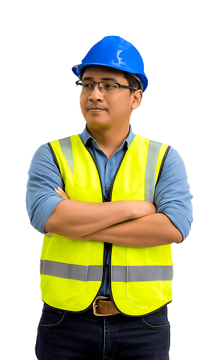 Professional worker with safety equipment