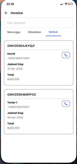 Tab Invoice Selesai