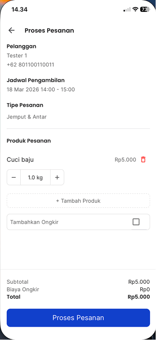 Form Proses Pesanan